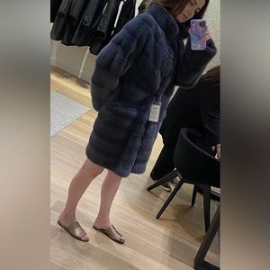 MANAKAS FRANKFURT/KOPENHAGEN Blue Grey MINK FUR Coat - Super Unique!!